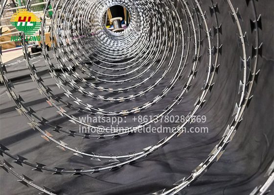 Concertina Spiral Razor Blade Wire Fence Razor Barbed Wire Alambre De Puas Stainless Steel 900mm Coil Diameter