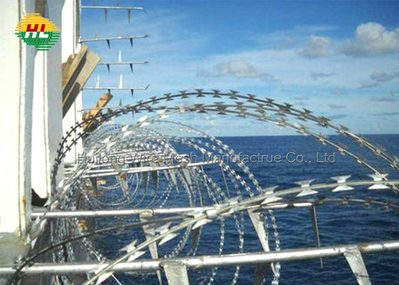 HUILONG Razor Sharp Barbed Wire , SS Razor Barbed Tape Hot Dipped Galvanized