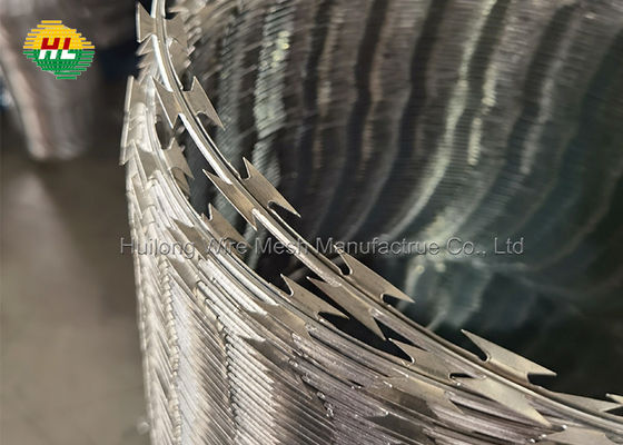 HUILONG Razor Sharp Barbed Wire , SS Razor Barbed Tape Hot Dipped Galvanized
