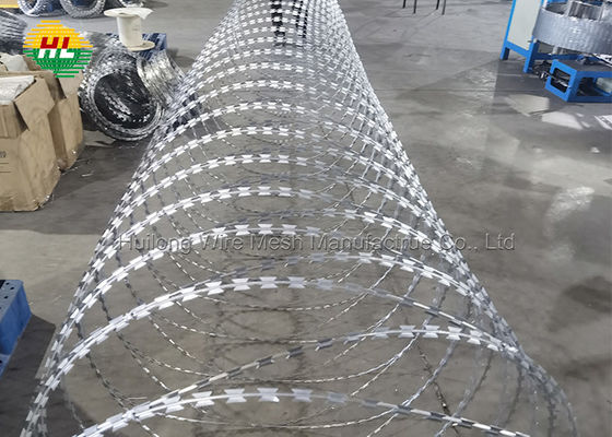 HUILONG Razor Sharp Barbed Wire , SS Razor Barbed Tape Hot Dipped Galvanized
