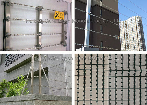 2.5mm Blade Concertina Razor Wire Fence Galvanized Straight Lines