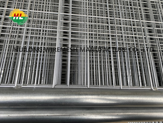 2.4m Long 2.1m High Galvanised Temporary Fencing With Hi Vis Orange Feet
