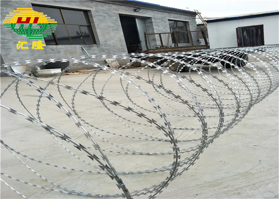 Estándar ASTM 2.8mm en caliente sumergido galvanizado Concertina Razor Wire BTO-16 1000mm de diámetro